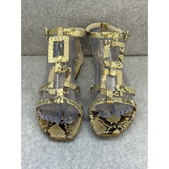 Salvador Spena Snakeskin Leather Flat Sandals Size 38/7.5 - Re-Soled - Picture 1 of 8
